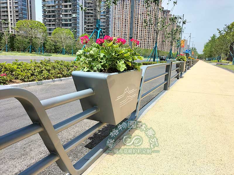 市政道路不銹鋼花箱護(hù)欄案例