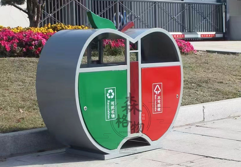 河南花箱案例：蘋果造型垃圾桶